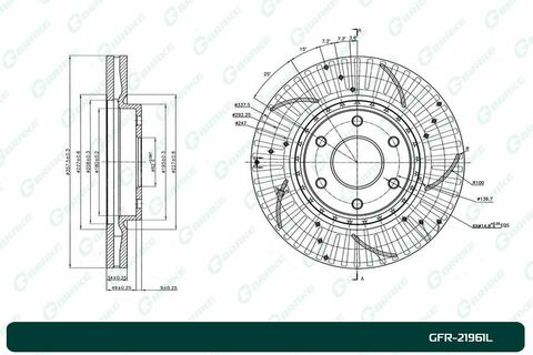 Диск тормозной перфорированный вентилируемый G-brake GFR-21961L левый