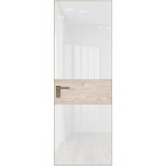 Алюминиевая дверь 5AGК кромка шампань остеклённая