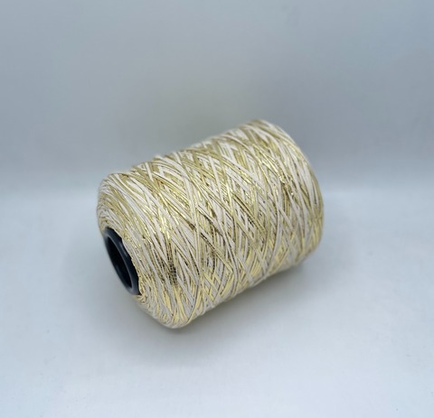 Luxury Production by Ri.Go (пр.Италия), art-Emporium, 180м/100гр, 90%Меринос,8%Полиэстер(фольга), 2%Полиамид , цвет-Кремовый+золото(155/625) ,арт.32225