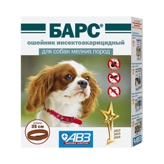 Барс Ошейник для собак мелких пород инсектоакарицидный 35 см защита от блох на 5 мес, от клещей на 4