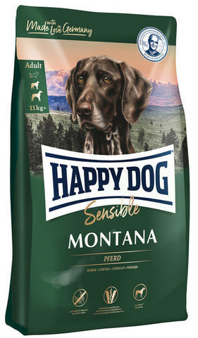 купить Happy Dog Supreme Sensible Adult Montana сухой корм для взрослых собак от 11 кг при пищевой аллергии и кормовой непереносимости на основе конины 10 кг