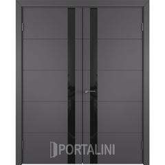 Купить Двустворчатая дверь эмаль VFD Trivia Graphite стекло черное