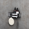 Lemark 9771046 Полка для душа угловая Lemark SHELF LINE из нерж. стали с крючками, хром/вставка-пластик графит