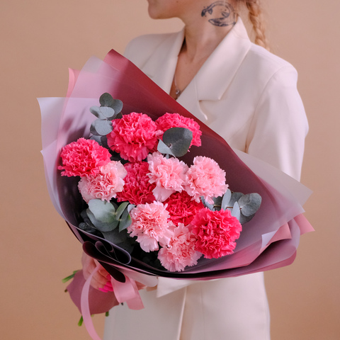 Яркий букет розовых диантусов #961