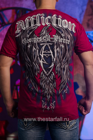 Affliction | Футболка мужская GSP FOREVER Slit V-Neck Red Signature Series A3935R спина