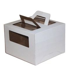Коробка для торта 26х26х20 см с ручками, белая