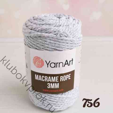 YARNART MACRAME ROPE 3mm 756, Светлый серый