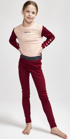 Тёплый Комплект термобелья Craft Core Warm Baselayer розово-бордовый детский