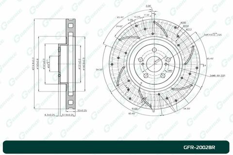 Диск тормозной перфорированный вентилируемый G-brake GFR-20028R правый