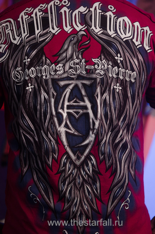 Affliction | Футболка мужская GSP FOREVER Slit V-Neck Red Signature Series A3935R принт на спине