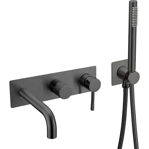 Boheme 464-3-B Смеситель встроенный + ручной душ + излив Uno Black