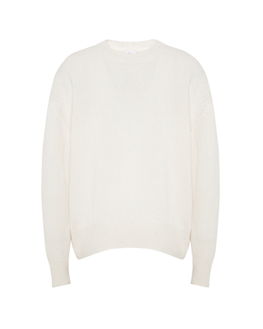 Джемпер из смесового кашемира с круглым вырезом молочный