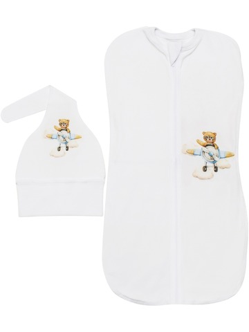 Пеленка-кокон "Мишка-пилот" с шапочкой
