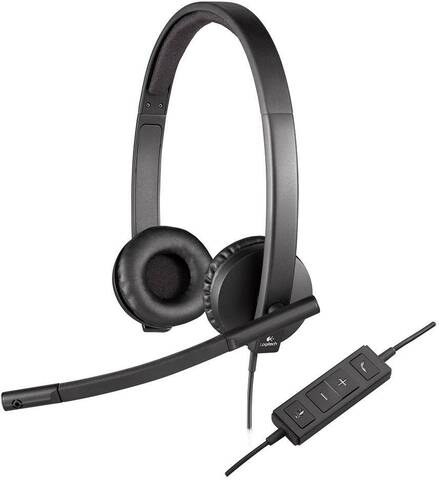Гарнитура Logitech H570e Stereo, для компьютера, накладные, регулятор громкости, выкл. микрофона, USB, 1.9 м, чёрный.