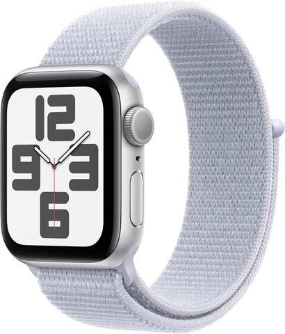 Умные часы Apple Watch SE 2024 40 мм из алюминия серебристого цвета, нейлоновый браслет дымчато-голубого цвета