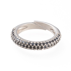 УЦЕНКА!!! Кольцо с чёрными фианитами, родий У118