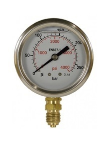 Манометр D=50mm, 400bar, 1/4внеш, нерж.сталь, боковое подключение, Европа