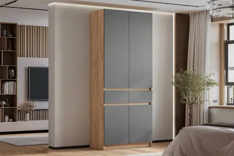 Шкаф 2-х створчатый Багира дуб крафт / графит