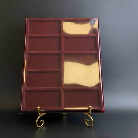 Планшет на 10 ячеек для хранения монет значков Бардовый бархат Германия XF