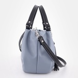 Сумка Саломея 607 гладкий серо-голубой + черный