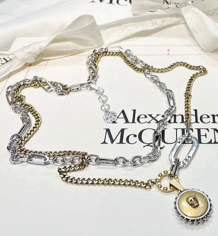 85569 - Колье Alexander McQueen двухрядное /двухцветный металл