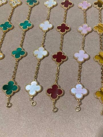 Браслет VCA коллекция VCA Alhambra 5 мотивов клевер yellow VGOLD