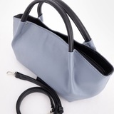 Сумка Саломея 362 гладкий серо-голубой + черный