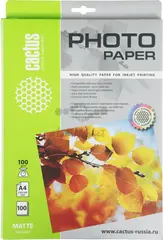 Фотобумага Cactus CS-MA4100100 A4/100г/м2/100л./белый матовое для струйной печати