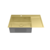 Lemark 9938150 KEZADRA 780L Мойка кухонная с крылом из нерж.стали (чаша слева) цвет:светлое золото в комплекте крепеж, арматура сливная с прямоуг.переливом, сифон