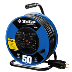ЗУБР КГ-325 КГ 3х2.5 50м 4000Вт IP44, Силовой удлинитель на стальной катушке (55079-50)