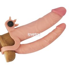 Телесная насадка-удлинитель на пенис с анальным стимулятором и вибропулей - 