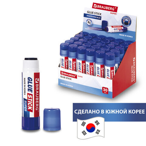 Клей-карандаш 08 гр. (BRAUBERG) SUPER, обесцвеч. после высыхания 229544