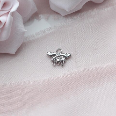 Подвеска Пчела с фианитами 10*13 мм, родий, П375