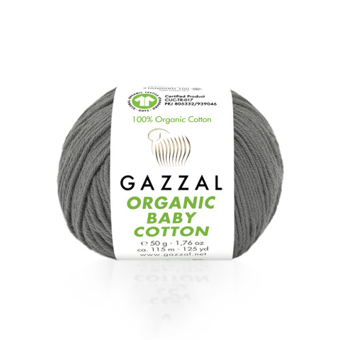 Пряжа Gazzal Organic Baby Cotton 435 т.серый (уп.10 мотков)