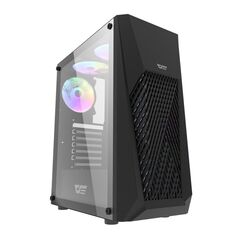 Корпус darkFlash DK150, Без БП, ATX, чёрный, 3xRGB FAN, 2xUSB2, 1xUSB3, бок: закалённое стекло (DK150-BK)