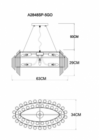 Подвесная люстра Arte Lamp JASTIN A2848SP-5GO