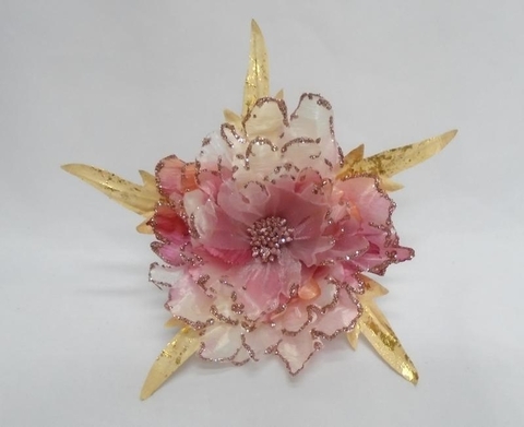 Цветок пион на клипсе 18см ChristmasDeLuxe premium collection розовый