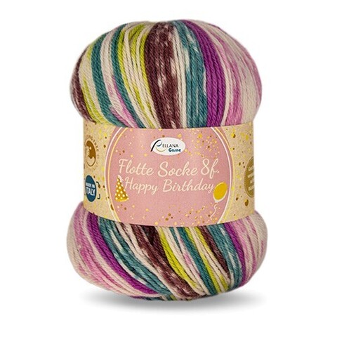 Rellana Flotte Socke Happy Birthday 8-ply 8081