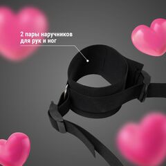 Черный комплект строп для фиксации на кровати - 