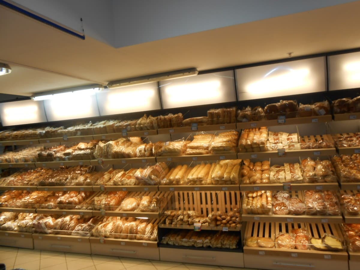 Торговый стеллаж для хлеба багетного с фризом Евромаркет