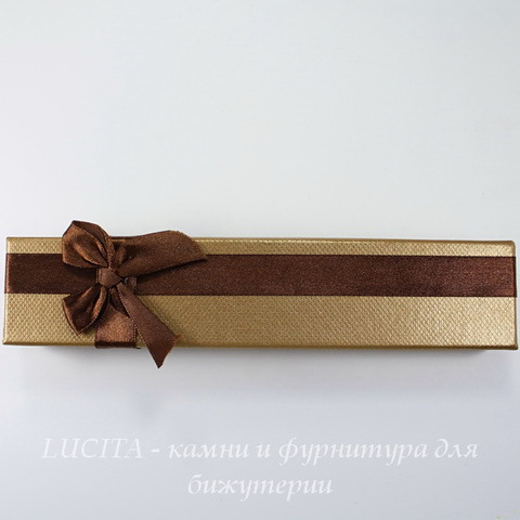 Подарочная коробочка с бантиком (цвет - коричневый), 195х43х25 мм