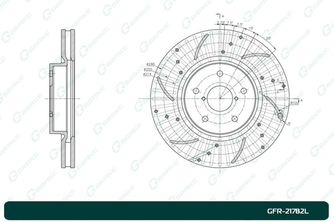 Диск тормозной перфорированный вентилируемый G-brake GFR-21782L левый