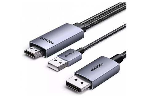 Кабель UGREEN HD169 (55329) HDMI to DisplayPort 4K@60Hz Cable, 2м, серый