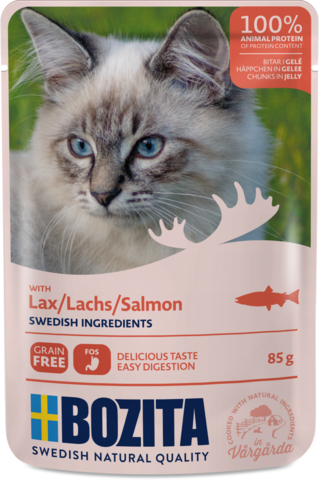 Bozita Pouch Salmon in jelly Консервы для взрослых кошек с лососем, кусочки в желе (Пауч)