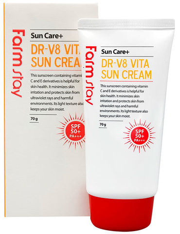 Витаминизированный солнцезащитный крем FarmStay Dr-V8 Vita Sun Cream Spf 50   70 gr.