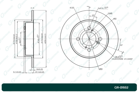 Диск тормозной G-brake  GR-01932