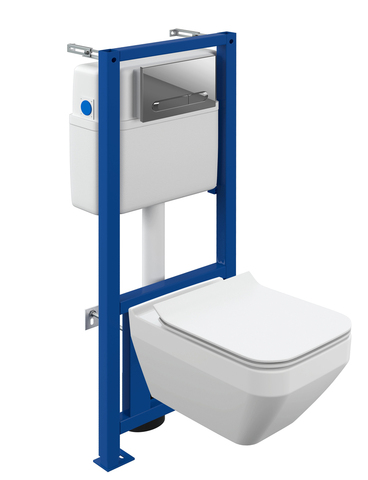 Комплект CERSANIT CREA SQUARE CO DPL EO slim инсталляция LINK PRO, кнопка TWINS пластик, хром глянцевый