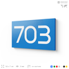 Номер на дверь 703, табличка на дверь для офиса, квартиры, кабинета, аудитории, склада, голубая 120х70 мм, Айдентика Технолоджи