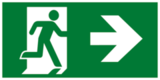 Е35 Направление к эвакуационному выходу направо - современный эвакуационный знак