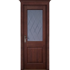 Межкомнатная дверь Элегия массив ольхи махагон со стеклом